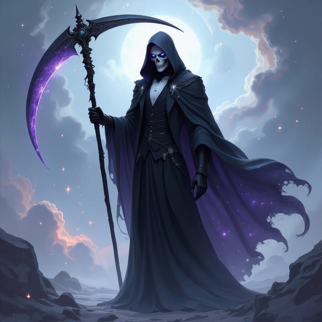 Charismatic Grim Reaper in Cosmic Digital Painting