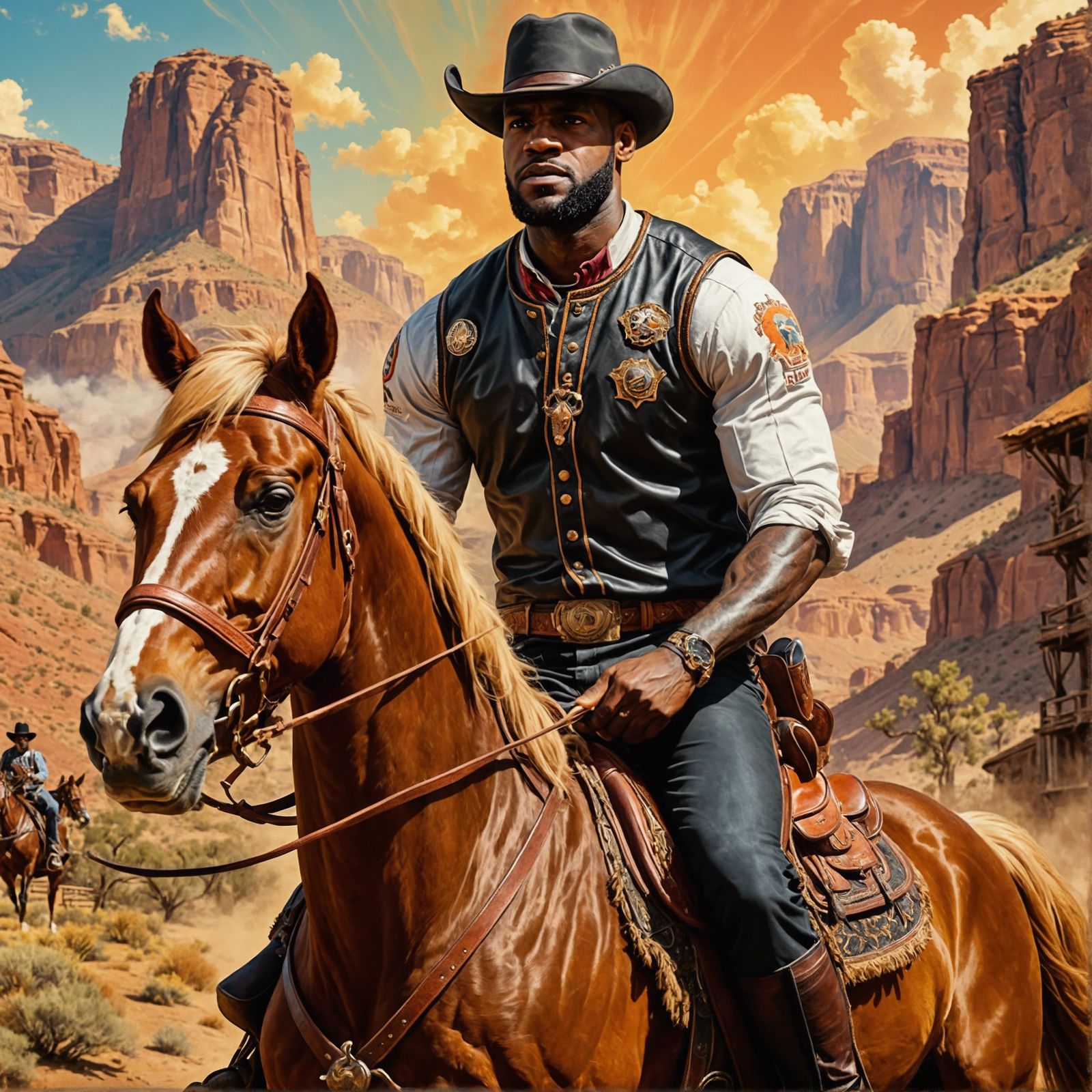 Basketball Star Rides Bronco in Pin-Up Style