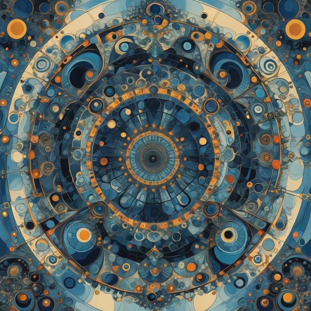 Blue Fractal Mandelbrot in Kandinsky Style