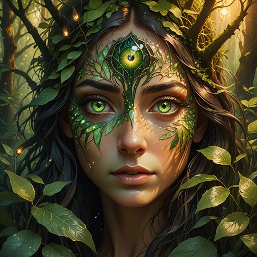 Fantasy Portrait with Enchanted Forest Iris