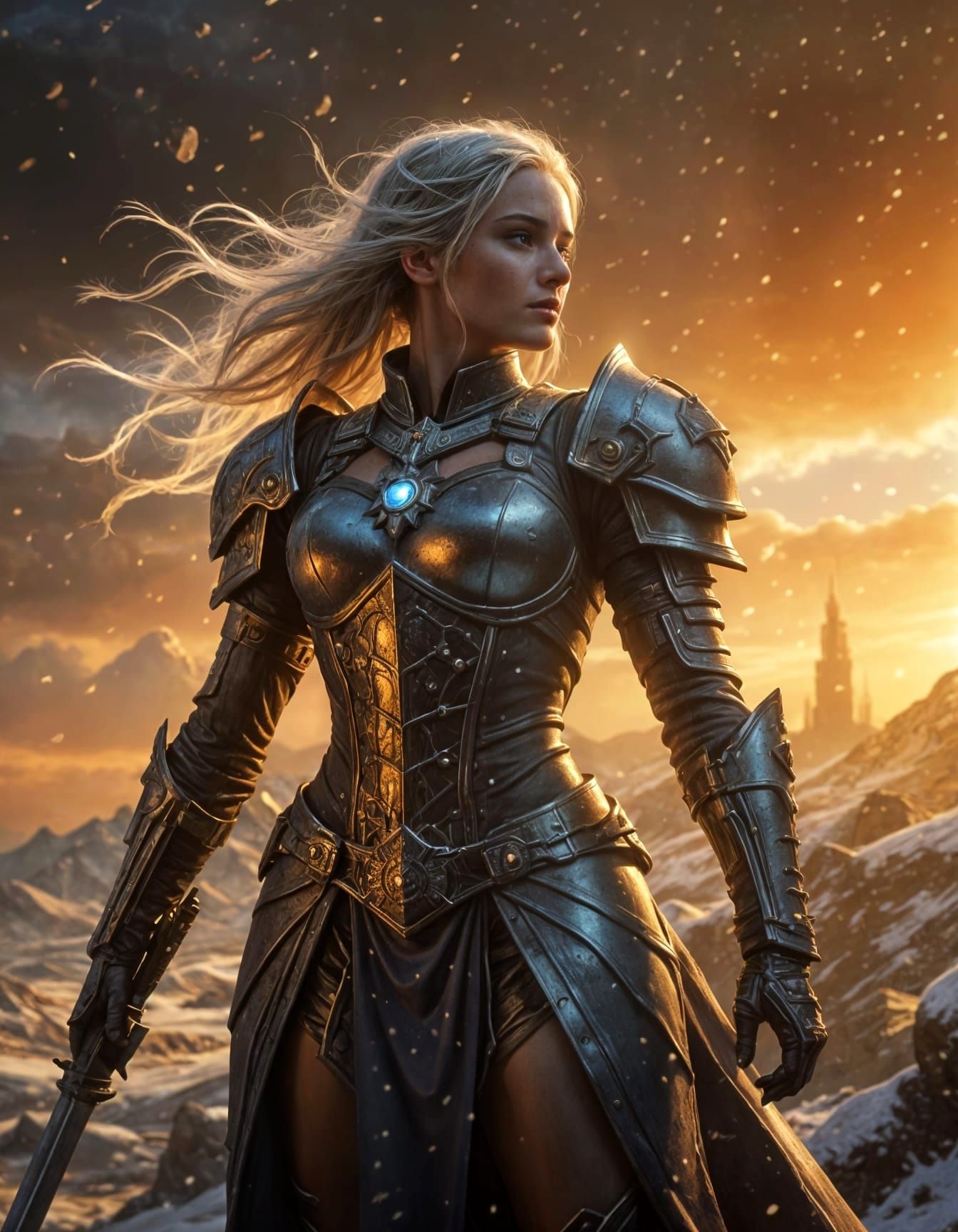 Elsa Warrior Princess with Ice Powers in Frozen World