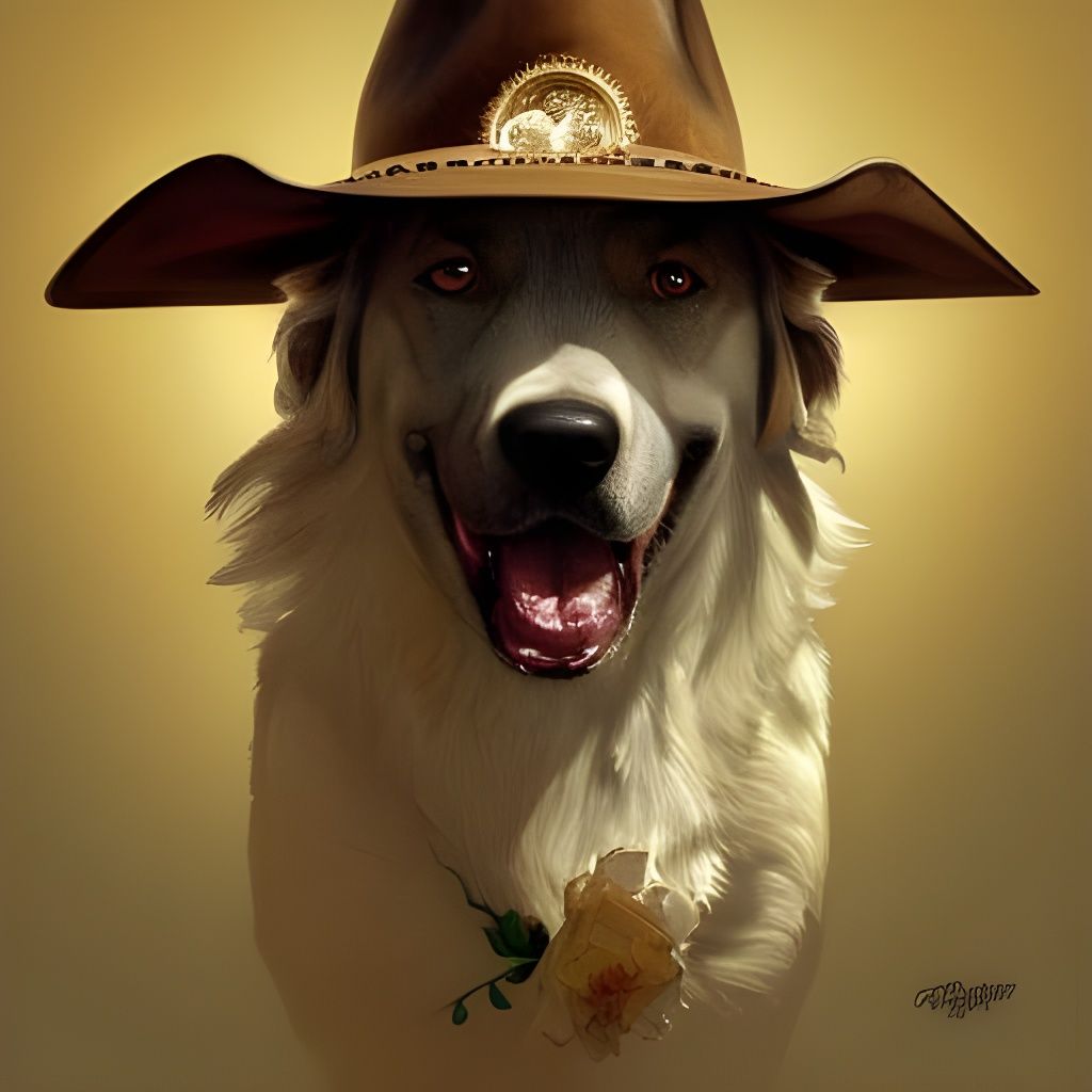 Dalmatian Cowboy Portrait in Hyperdetailed Splash Art