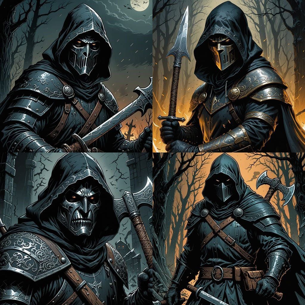 Medieval Executioner in Noir Comic Book Style