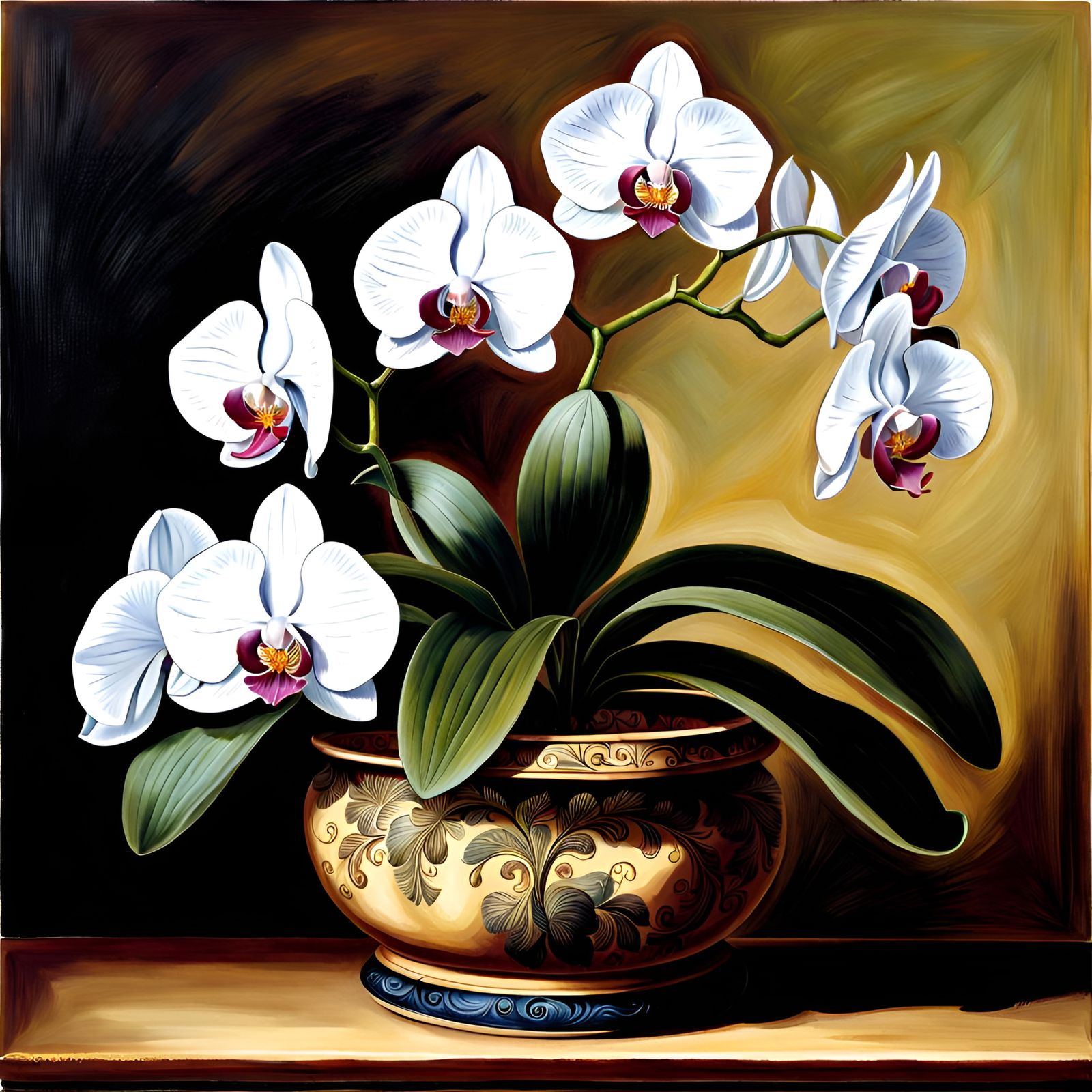 Realistic Phalaenopsis Orchid in 19th Century Style