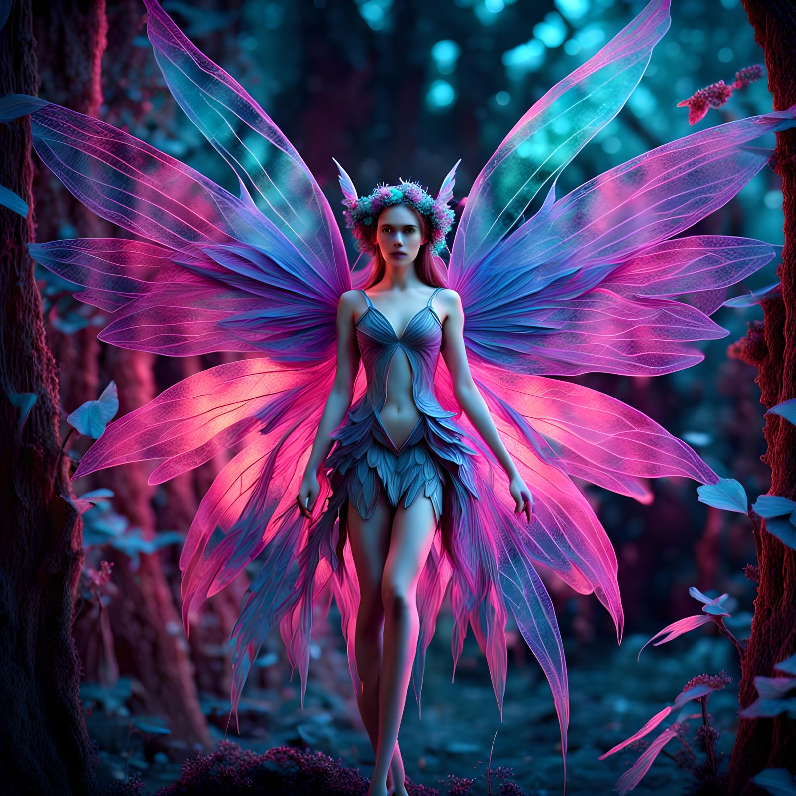 Fantasy Fairy Made of Organic Material in 3D