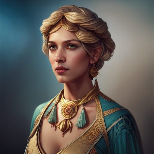 Temple of Isis Portrait in Art Nouveau Style