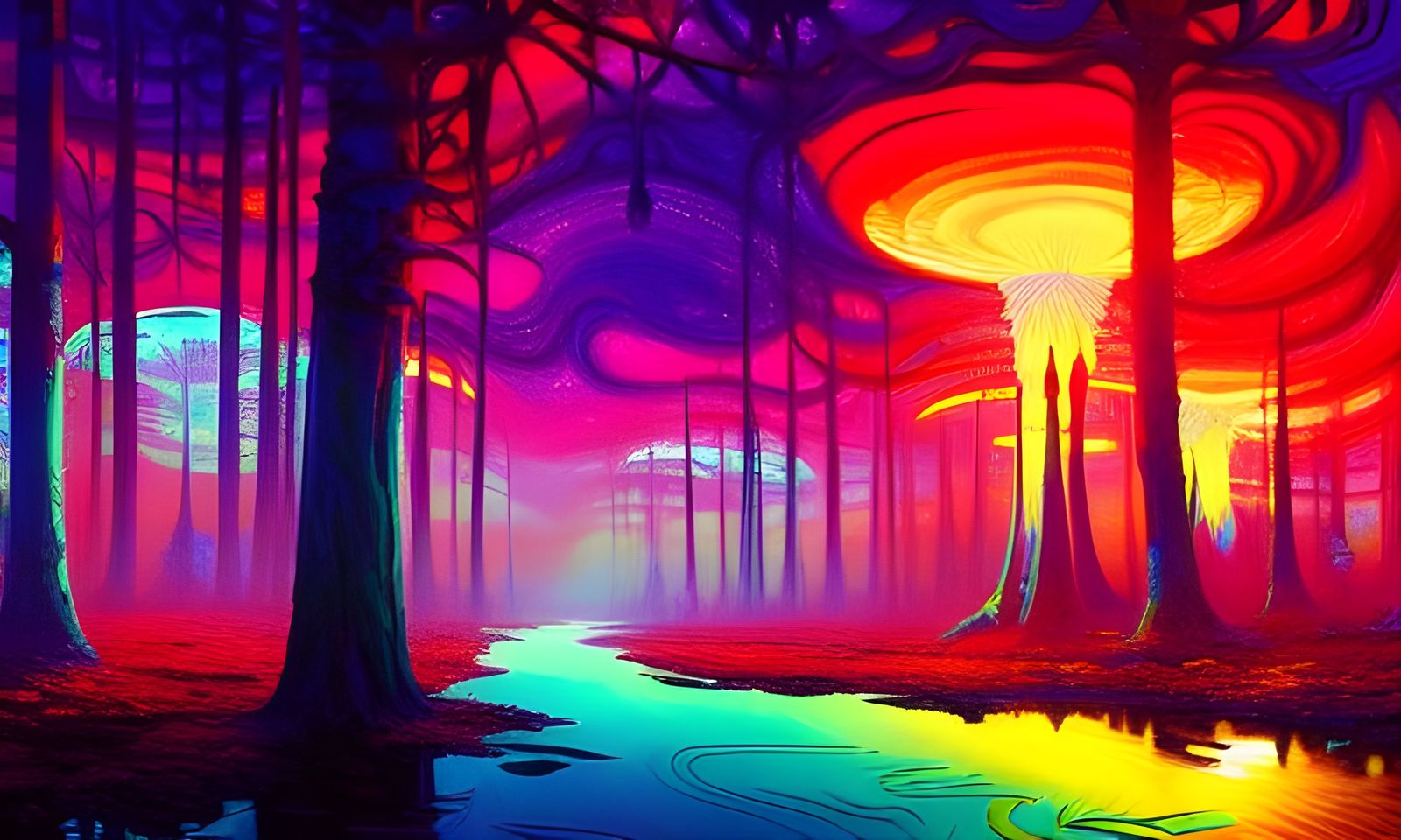 Psychedelic Mushroom Dream in Digital Oil