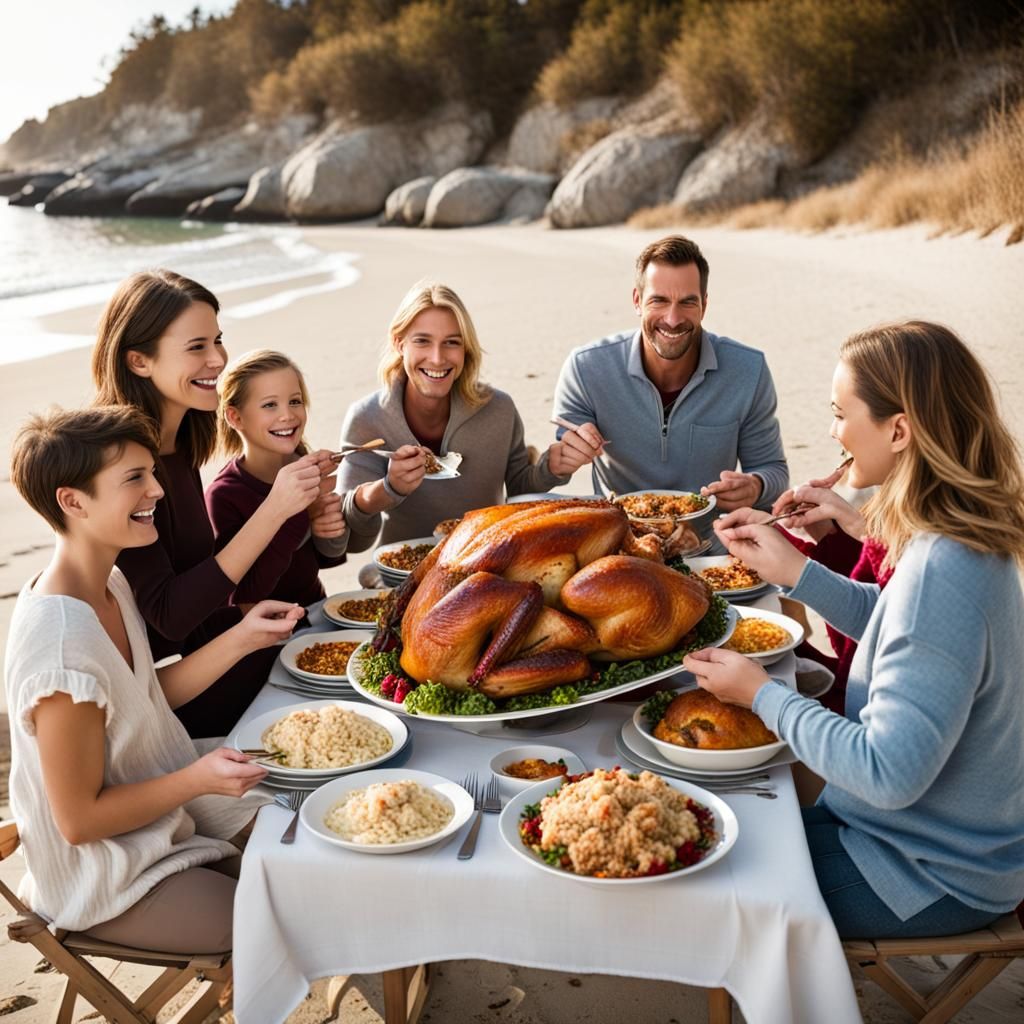Thanksgiving Dinner on the Beach: Family Feast