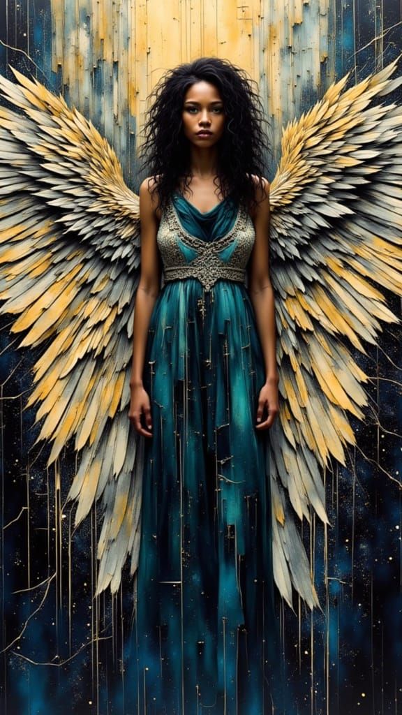 Stained Glass Archangel Goddess in Angelpunk Style