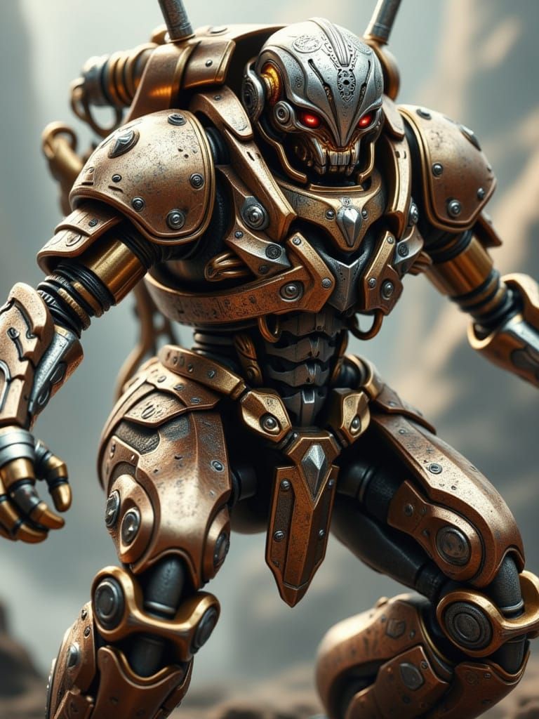 Steampunk Gear Warrior with Damascus Steel Sword