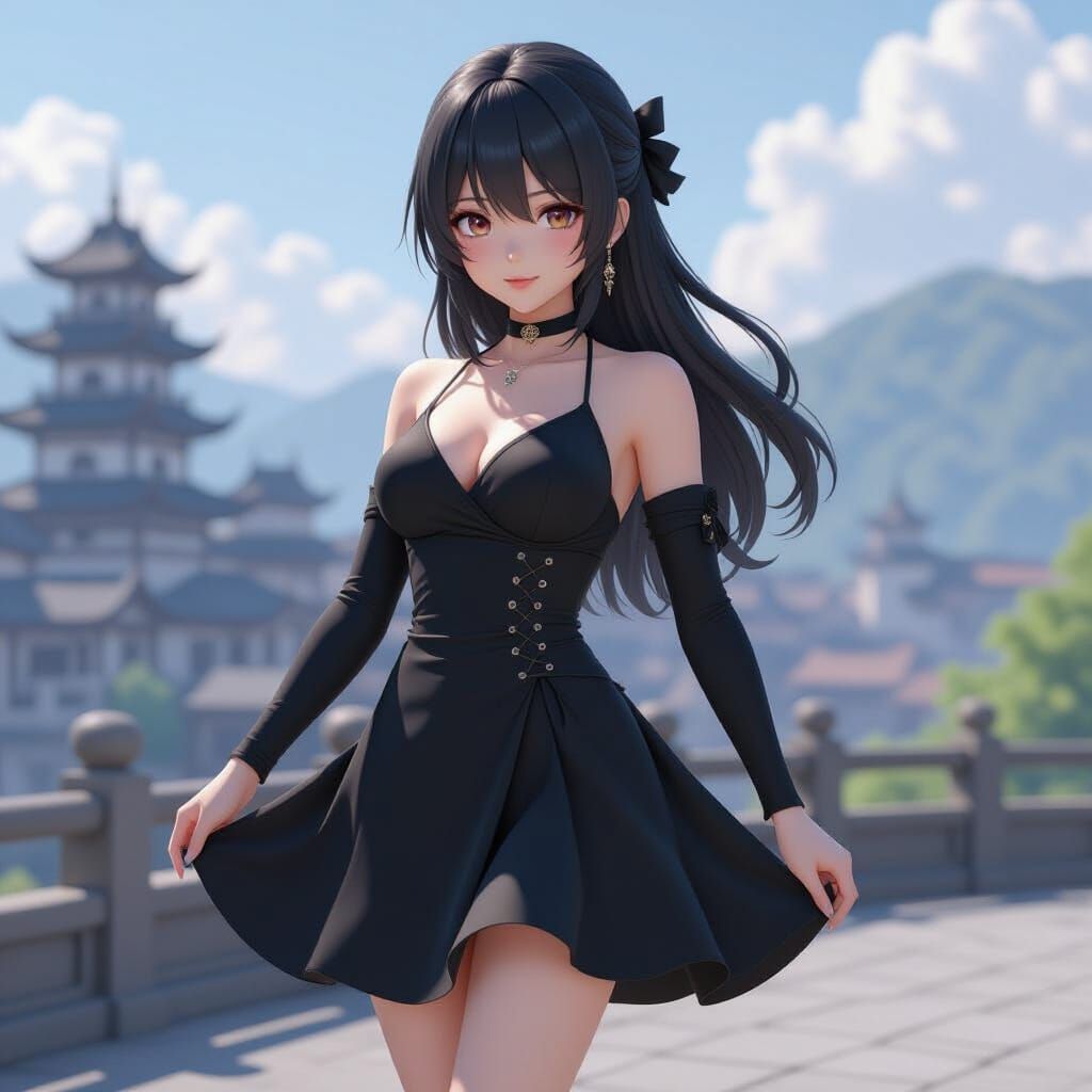 Shinobu in Black Dress, 3D Anime Art