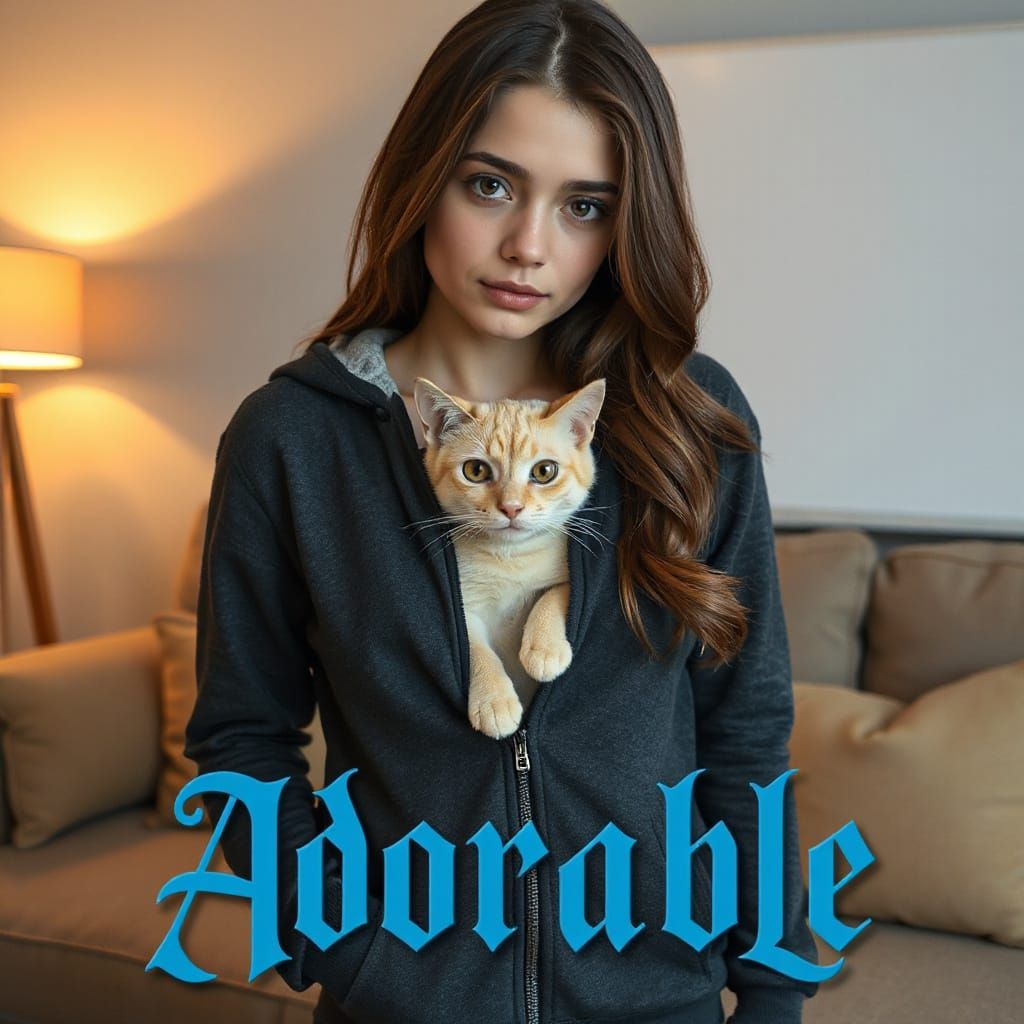 Adorable Gothic Text With Woman And Cat