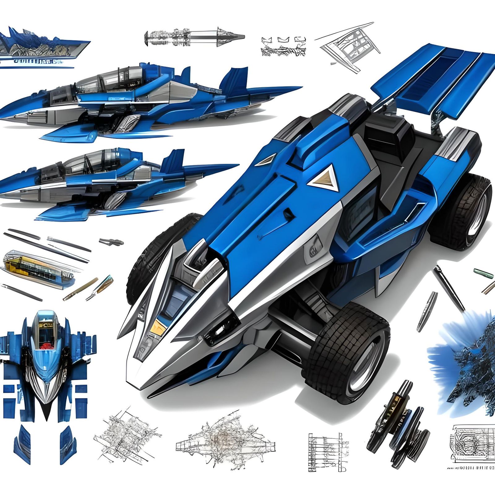 Detailed Schematic of a Blue Zord Robot