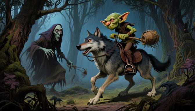 Goblin Encounter with Eerie Stranger in Woods