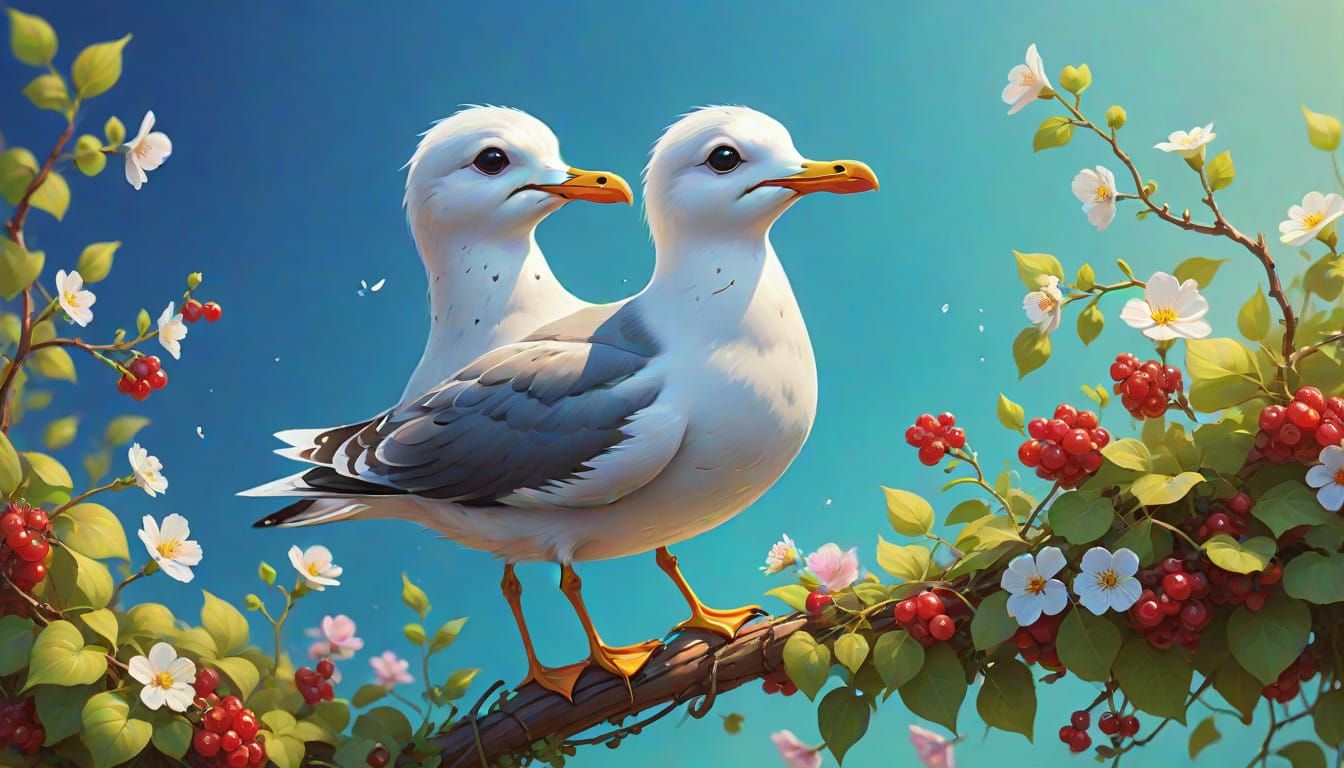 Vibrant Seagull in Wishing Vine Paradise