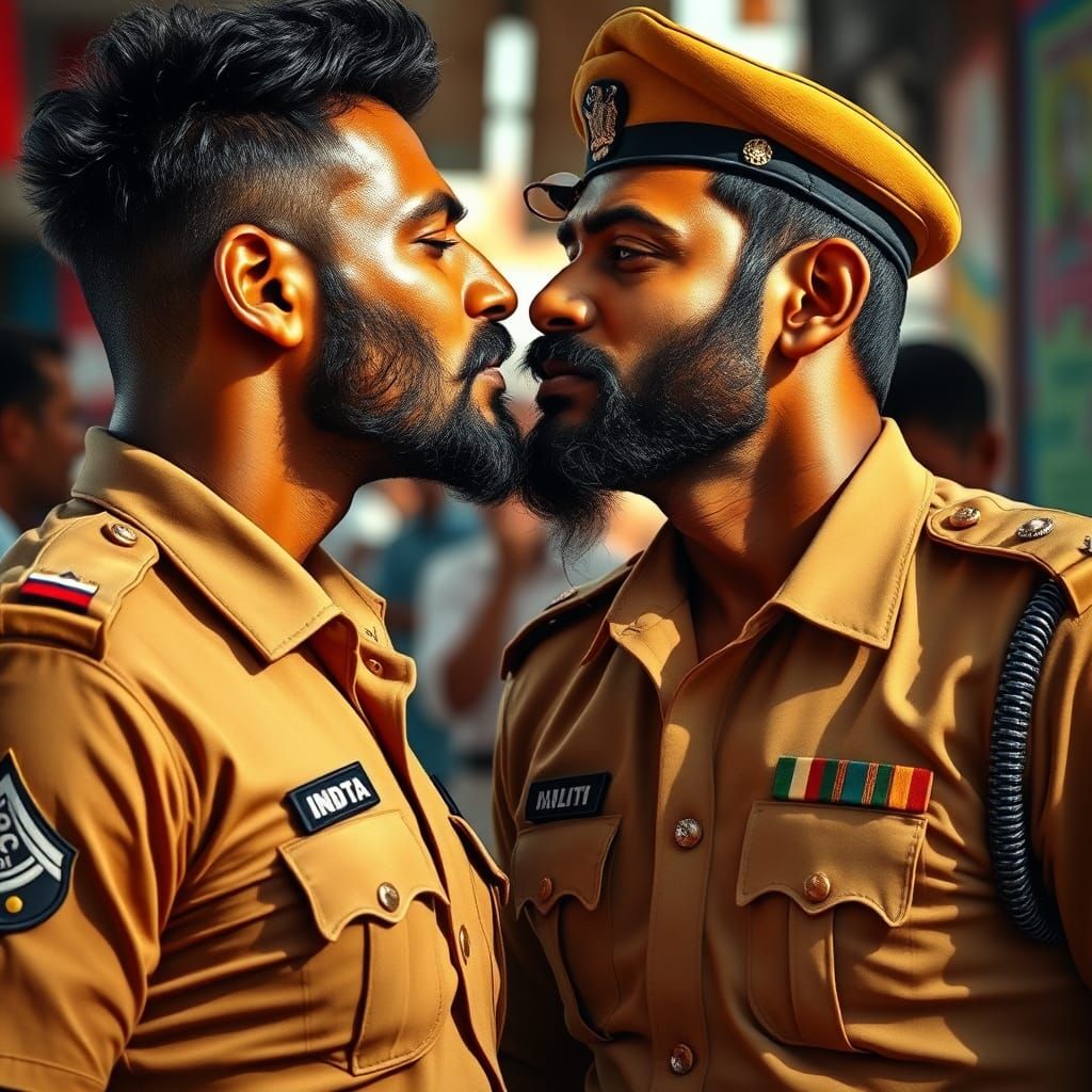 Intimate Moment Between Two Indian Police Officers