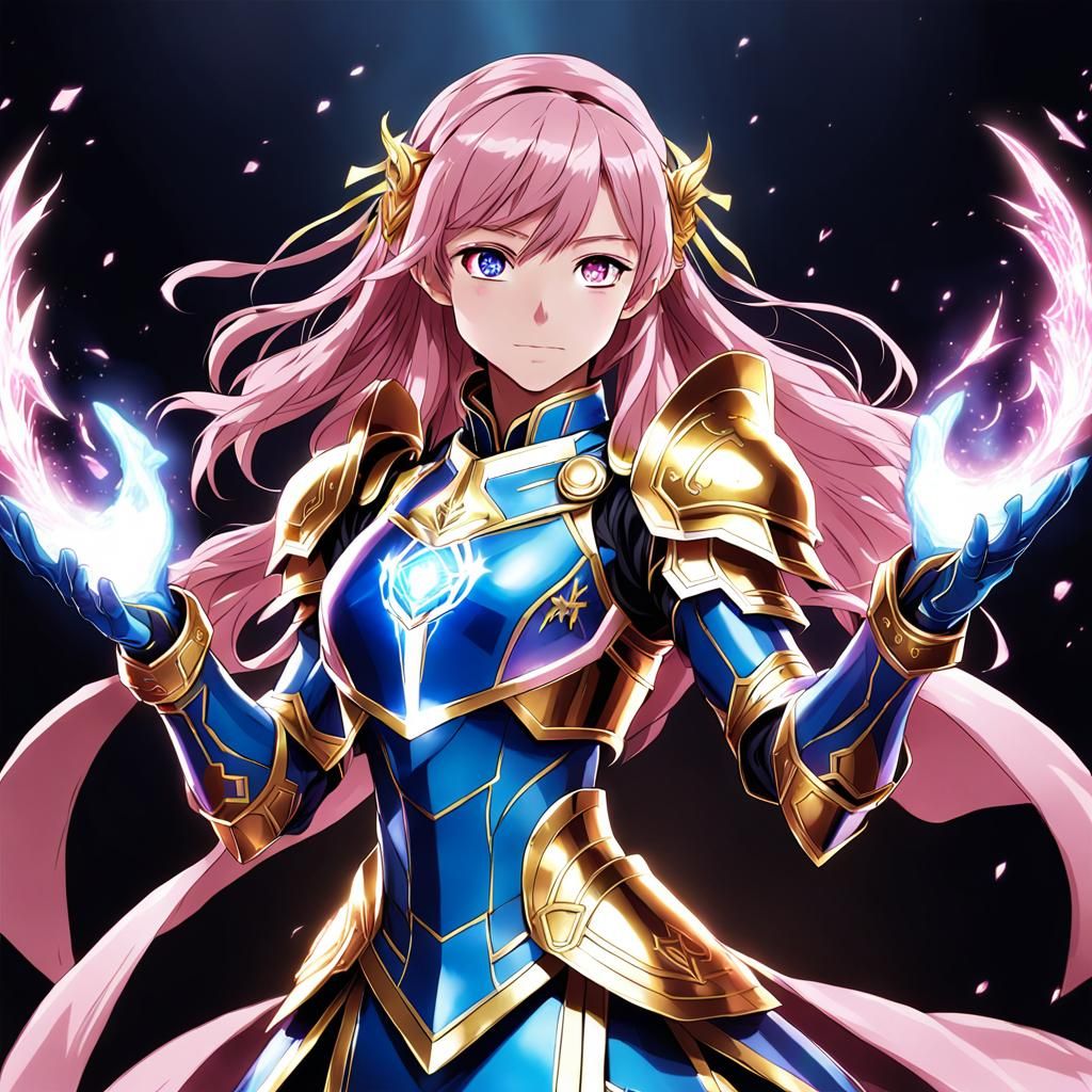 Cleric Casting Healing Magic in Anime Style