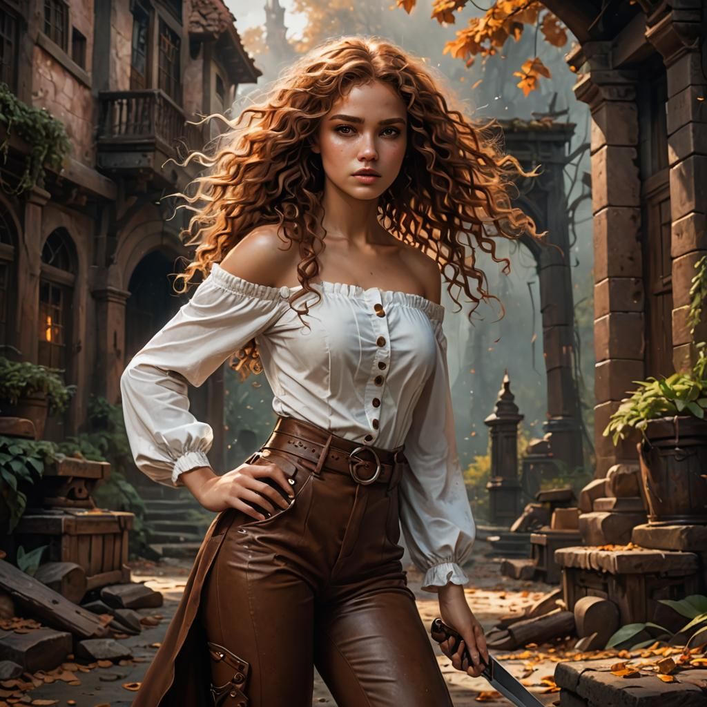 Fantasy Teenage Girl with Knife in Digital Art