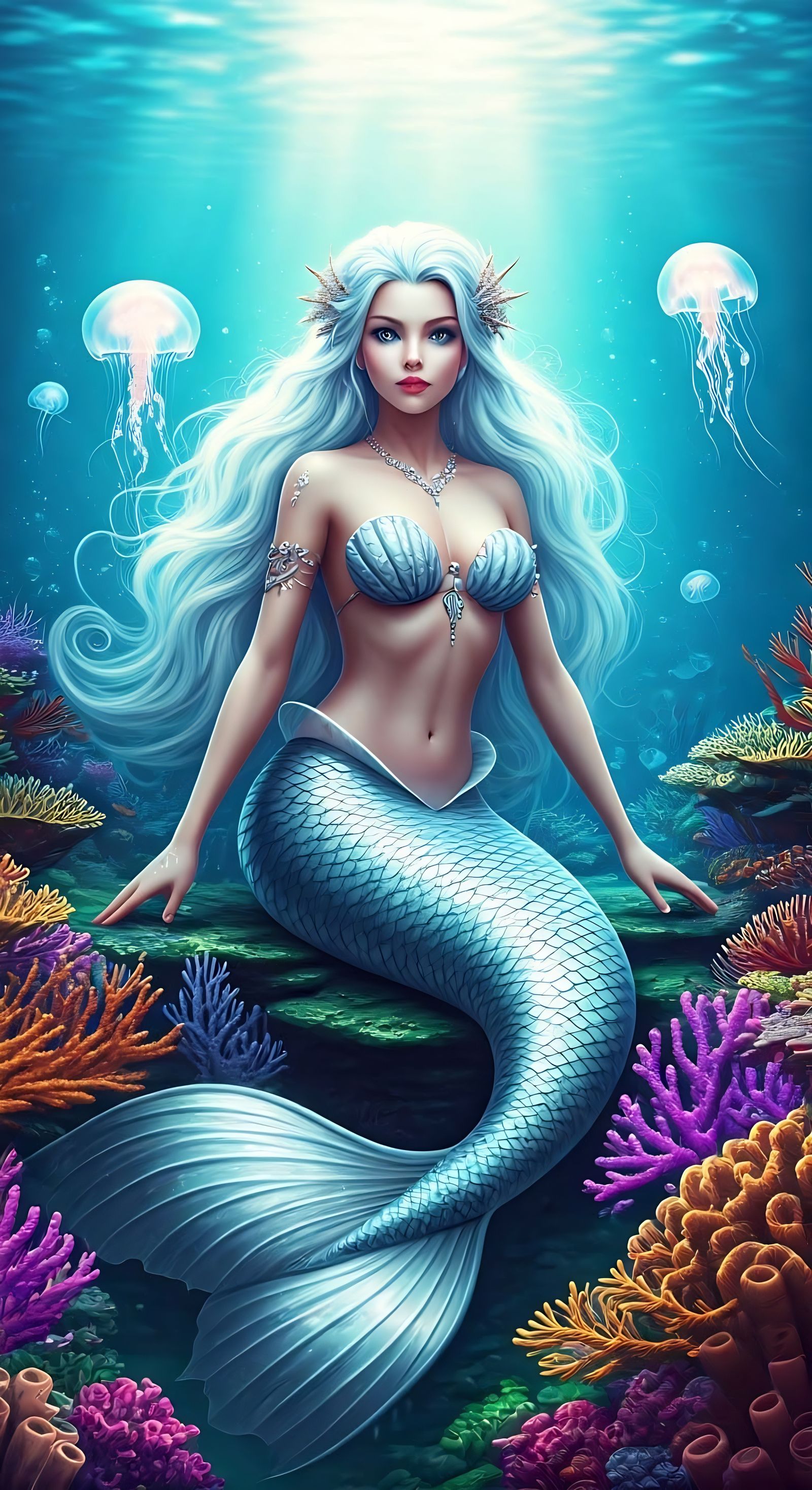 Enchanting Mermaid in Vibrant Underwater Scene