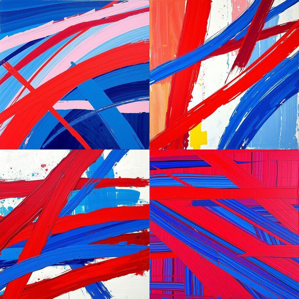 Abstract Geometric Patterns in Vibrant Red and Blue