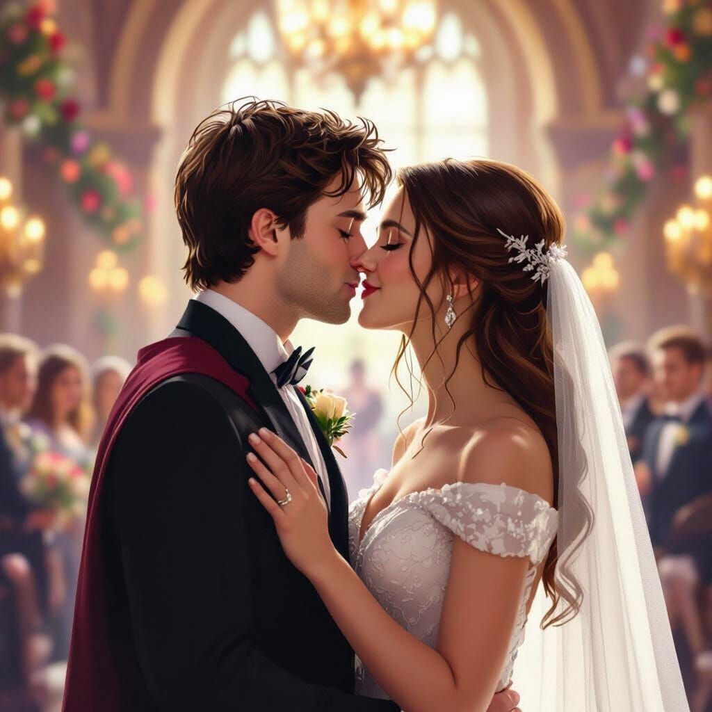 Harry Potter and Hermione Kiss on Wedding Day