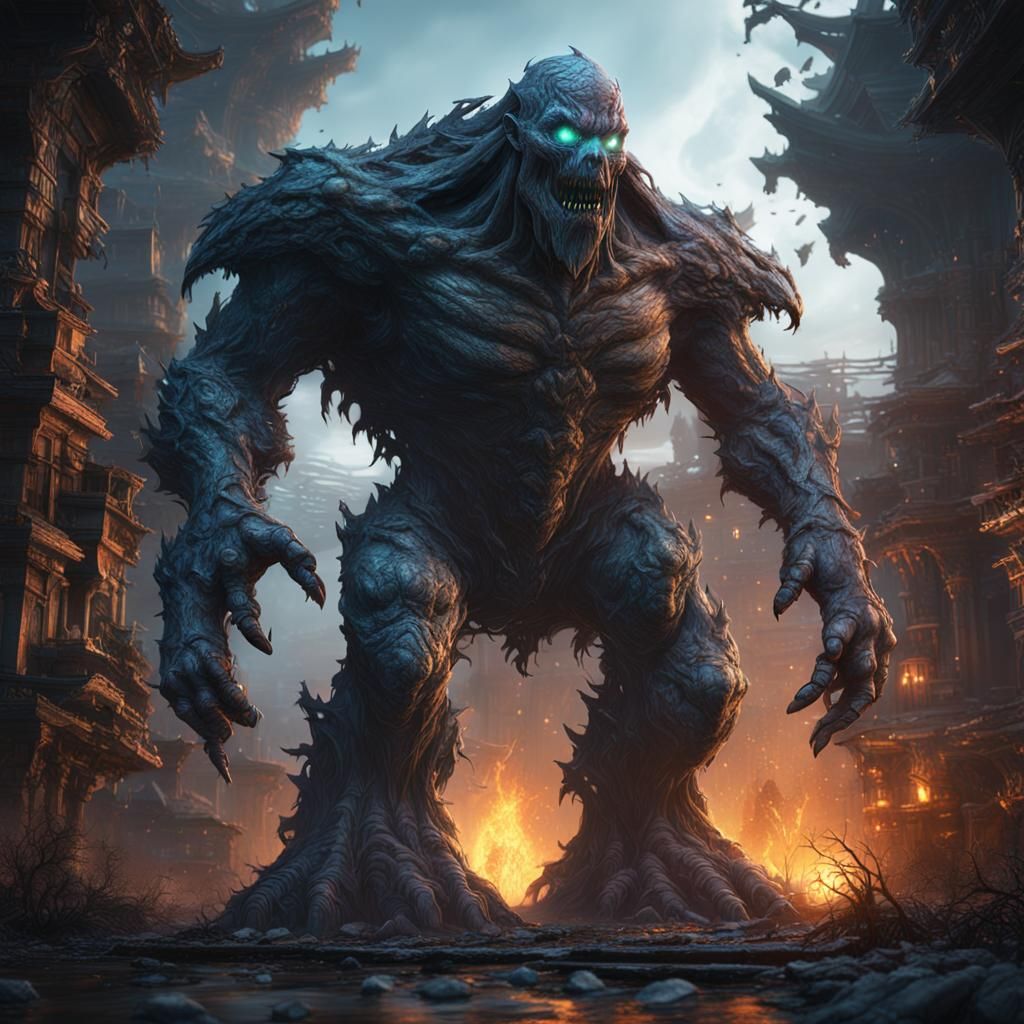 Fantastical Ghost Golem in Detailed Matte Painting