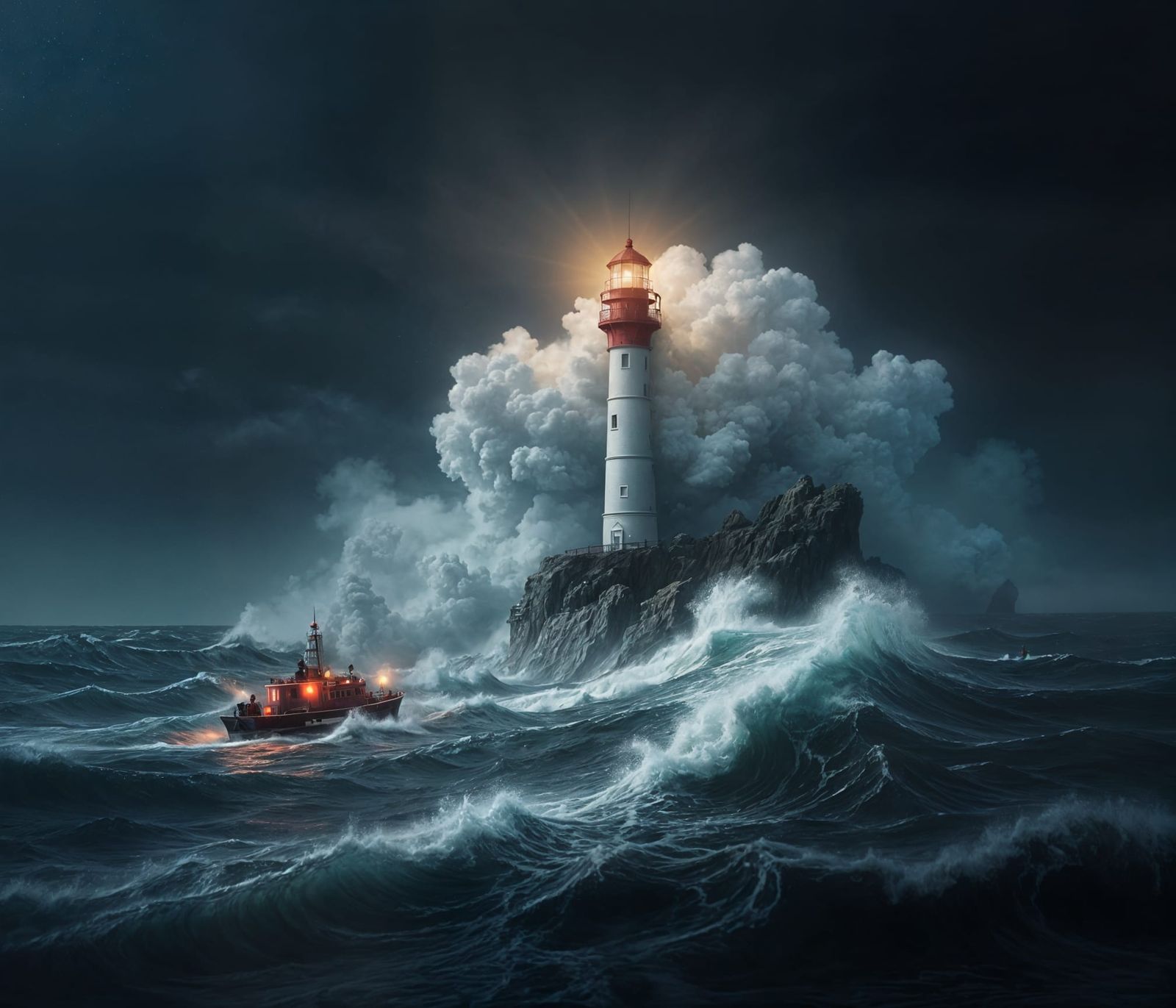 Lighthouse in a storm