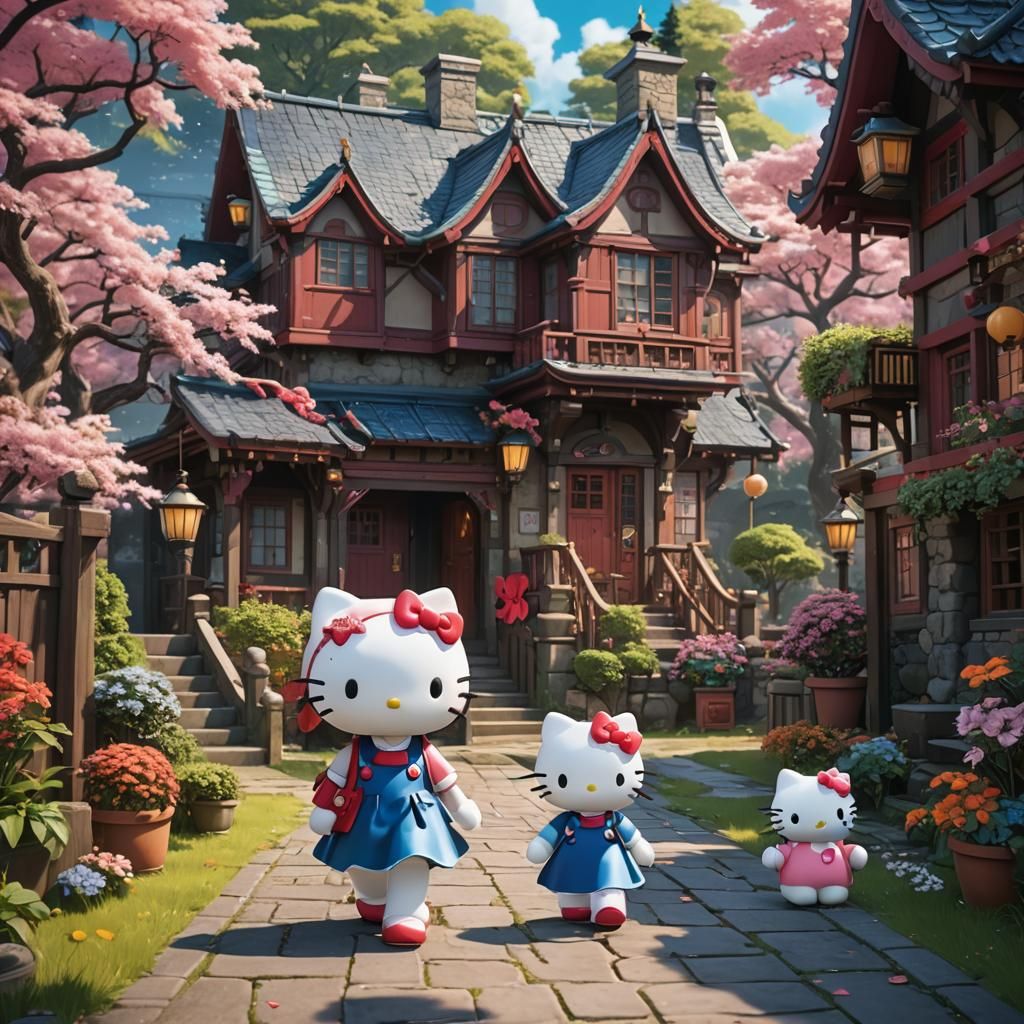 Hello Kitty's Journey: Detailed Matte Painting