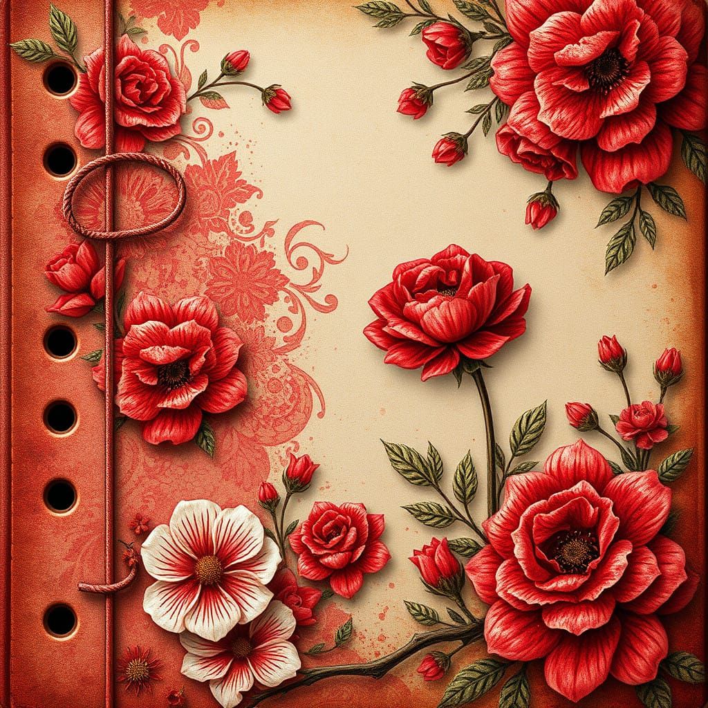 Vintage Floral Fantasy Art in Deep Colors