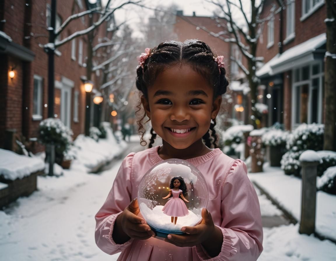 Girl Holds Ballerina Snow Globe: Cinematic Film Still