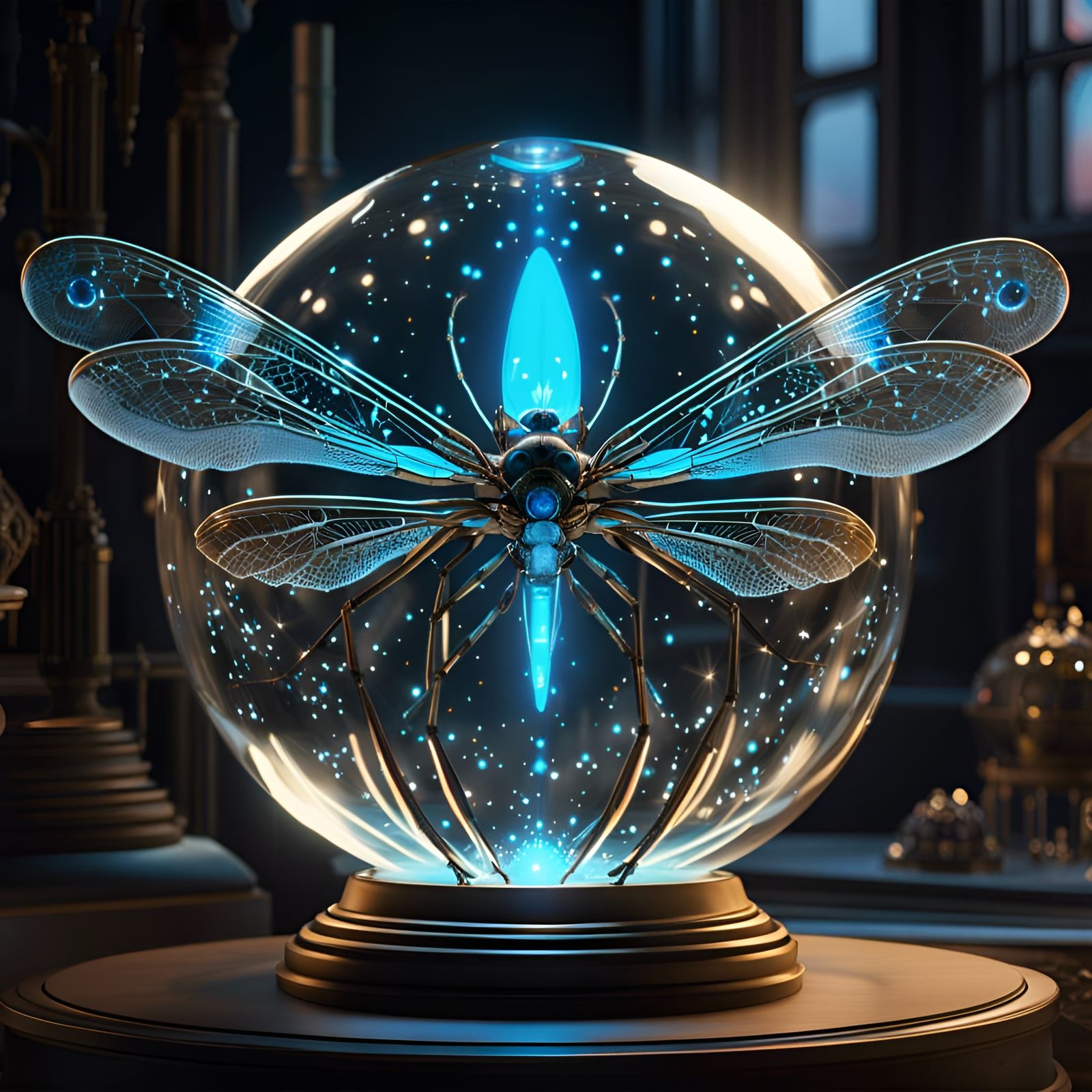 Mosquito trapped inside a glass sphere