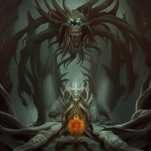 Detailed Matte Painting of Hades in Deep Color