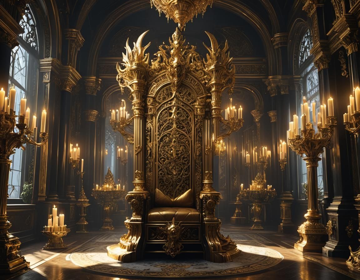 Luxurious and Terrifying Throne Room in 3D