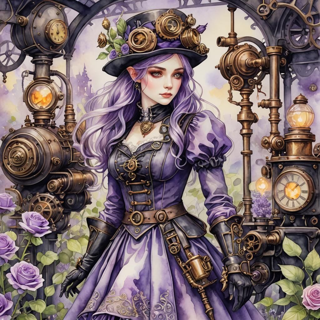 Steampunk Elf in Secret Rose Garden