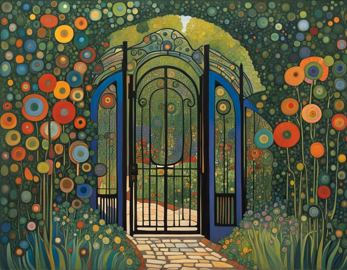Entangled Garden Gate in Vibrant Style