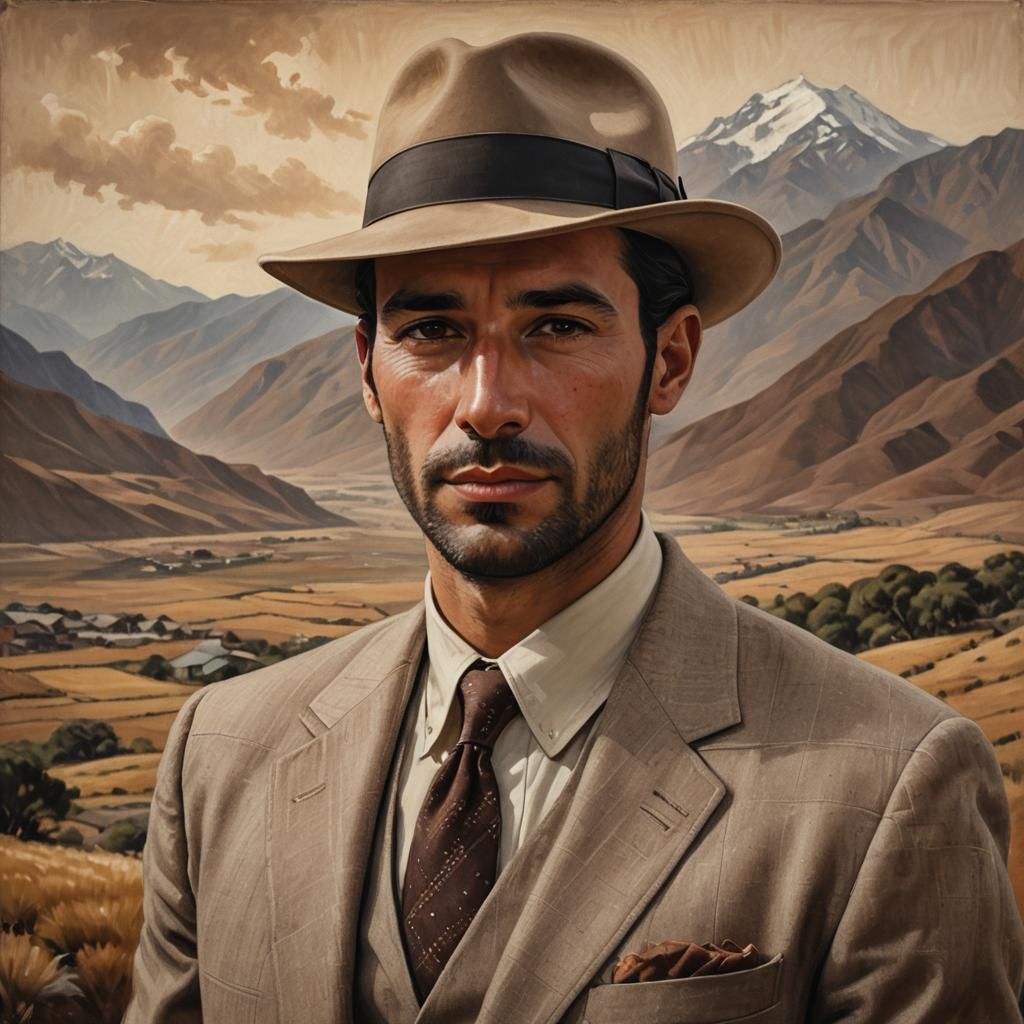 Chilean Man in 1930s Suit: A Neorealist Portrait