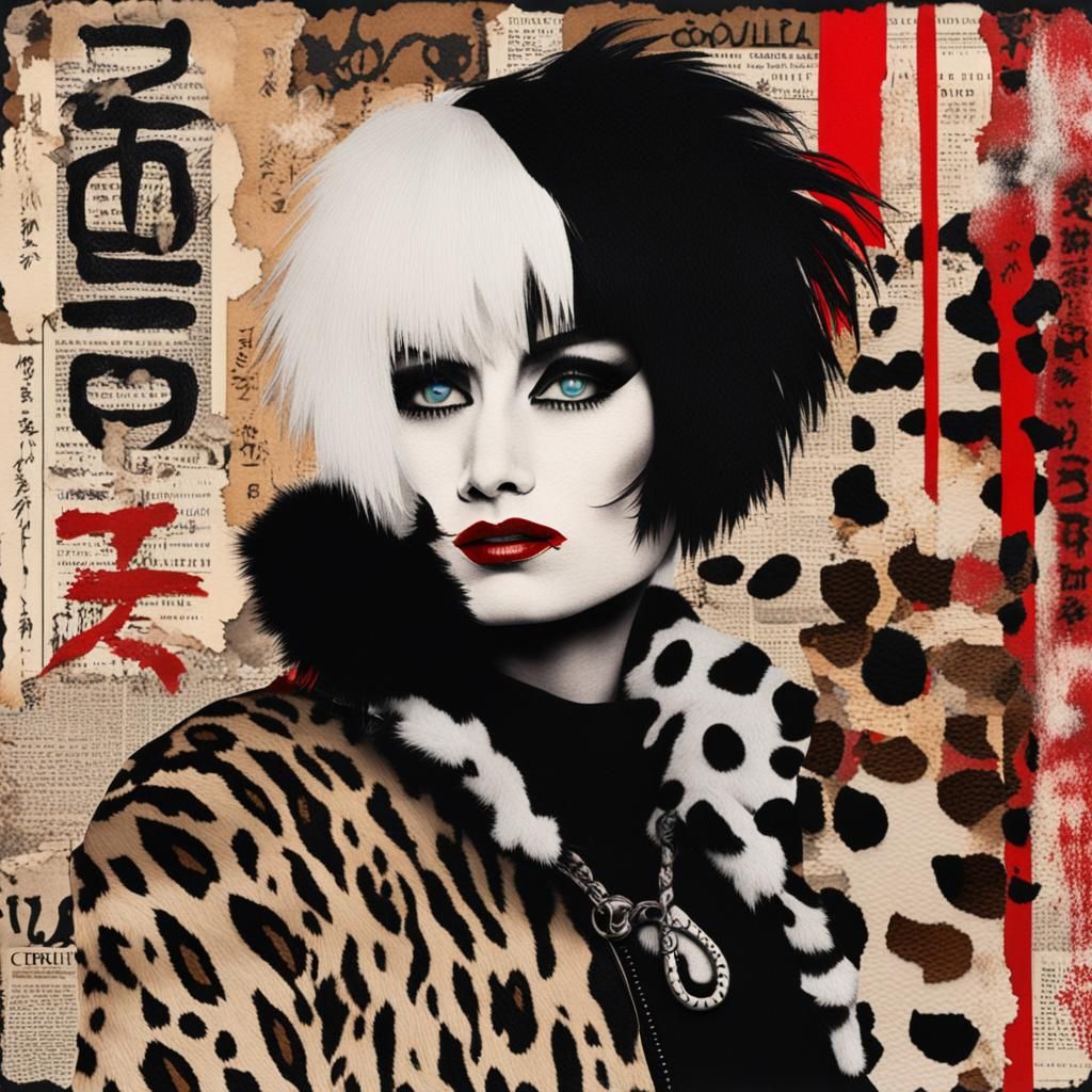 Cruella De Vil: Mixed Media Collage in Punk Style