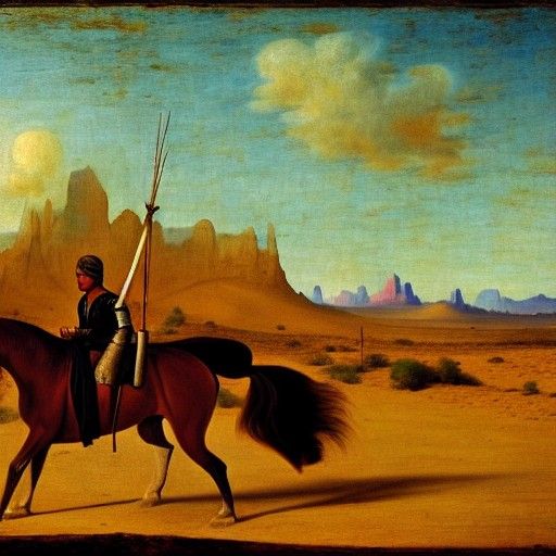 Surreal Desert Journey Inspired by Bosch