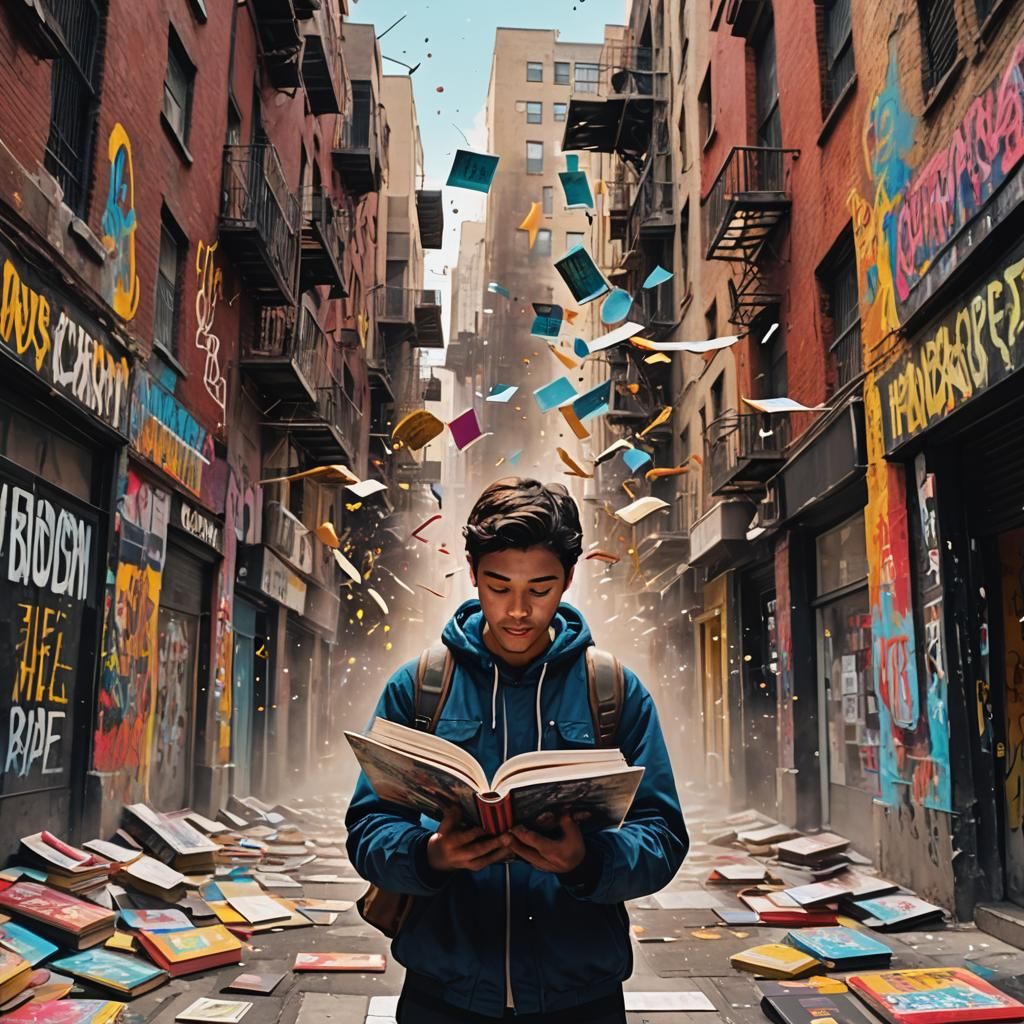 Cinematic Book Magic with Melting Pages and Graffiti