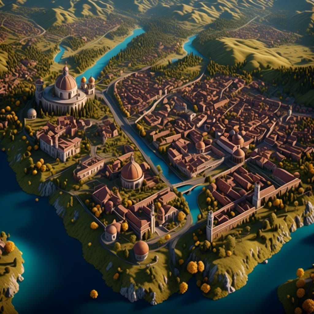 A breathtaking Leonardo da Vinci inspired 3D Map of the Renaissance