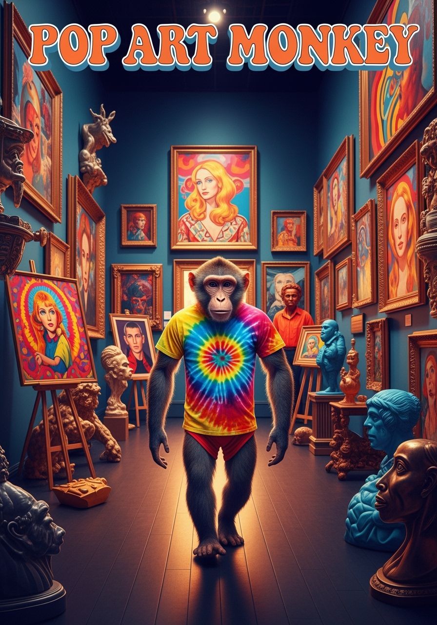 Monkey in Pop Art Museum as Pop Art