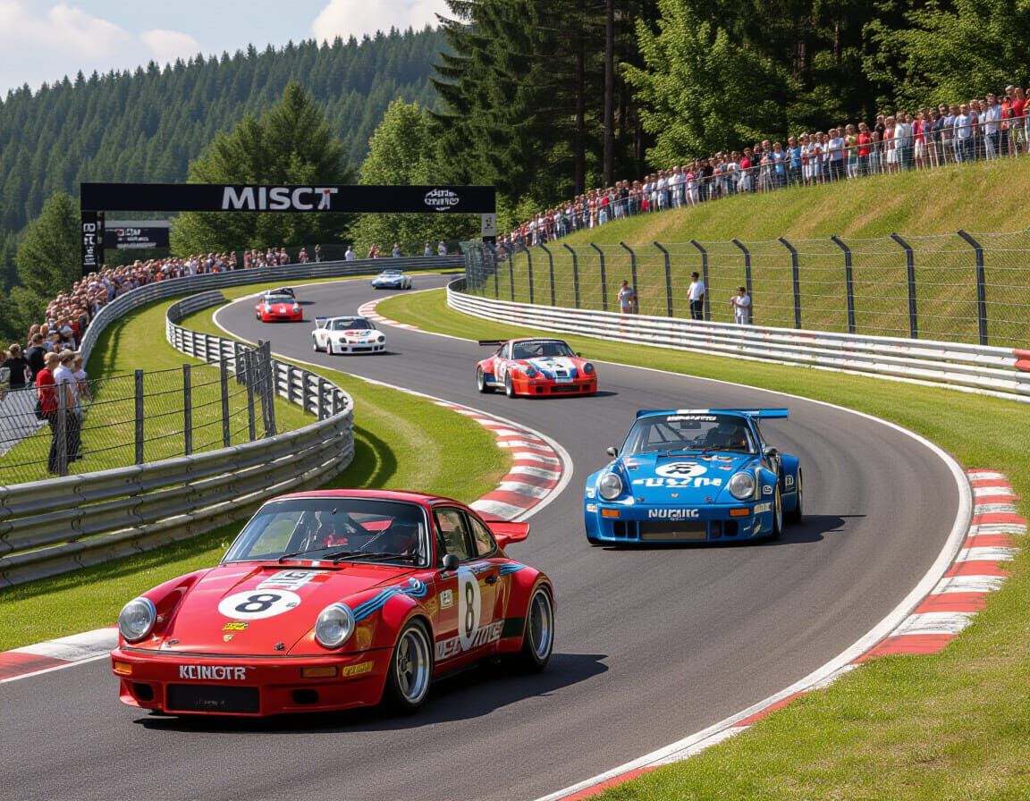 1973 Porsche 911 Race at Spa, Blue vs Martini Livery