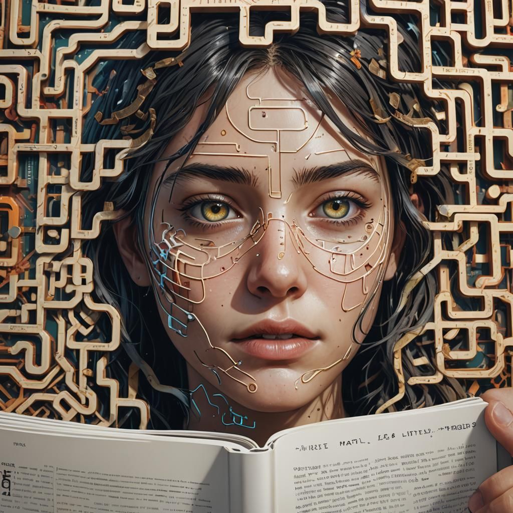 Hyperrealistic Study Scene with Game Controller and Maze