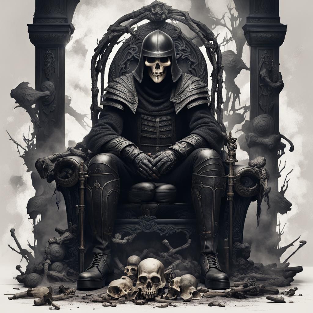 Dark Throne: Armored Figure in Fantasy Setting