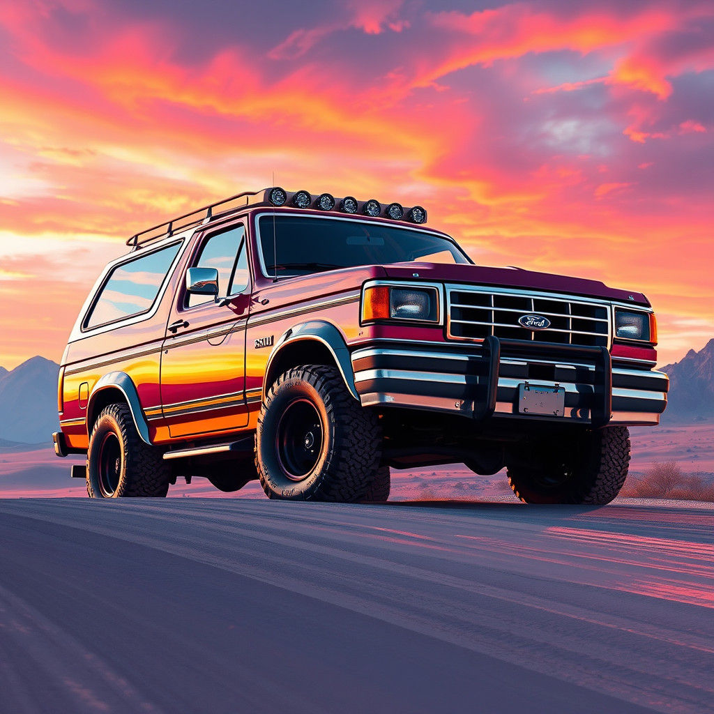 Ford Bronco in a Matte Painting Style