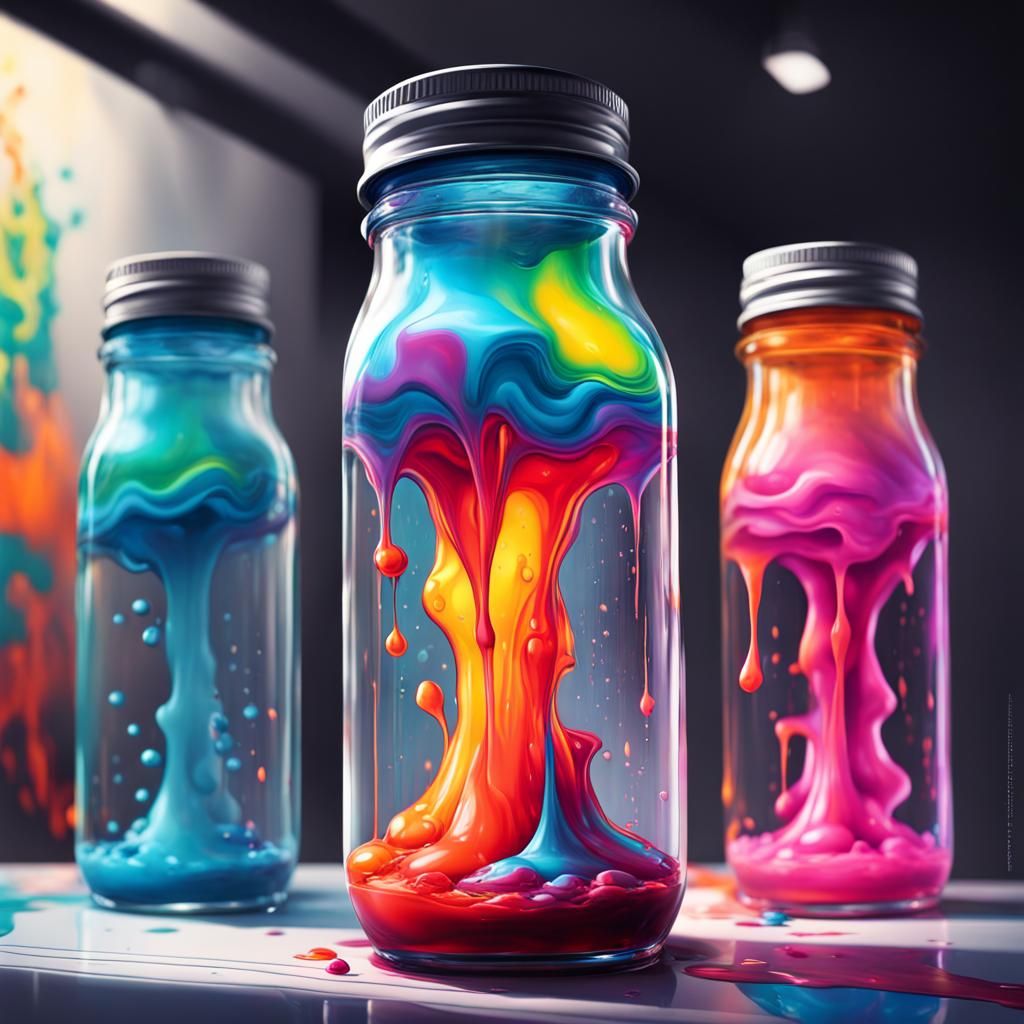 Colorful Lava Lamp Graffiti Art in Glass Jar