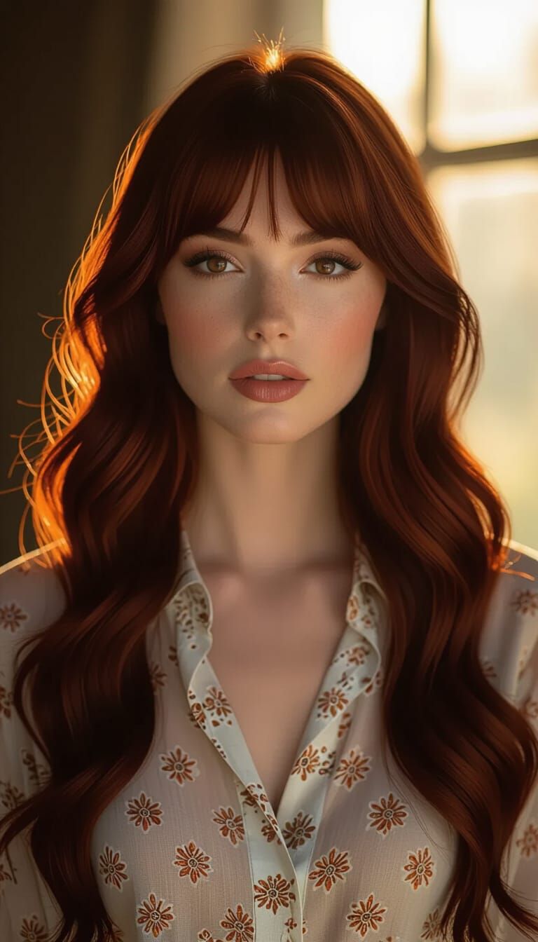 Burgundy Haired Woman in Cinematic Lighting