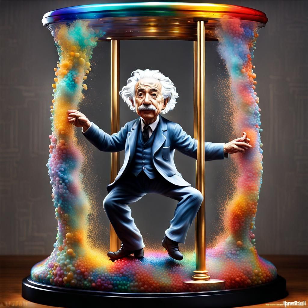 Einstein's Dance in a Colorful Hourglass