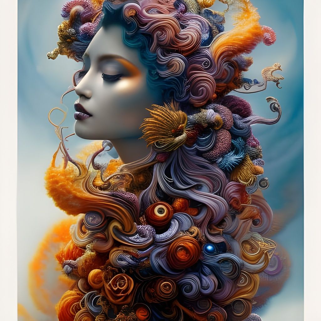 Fiery Molecular Angel in Hyperdetailed Style