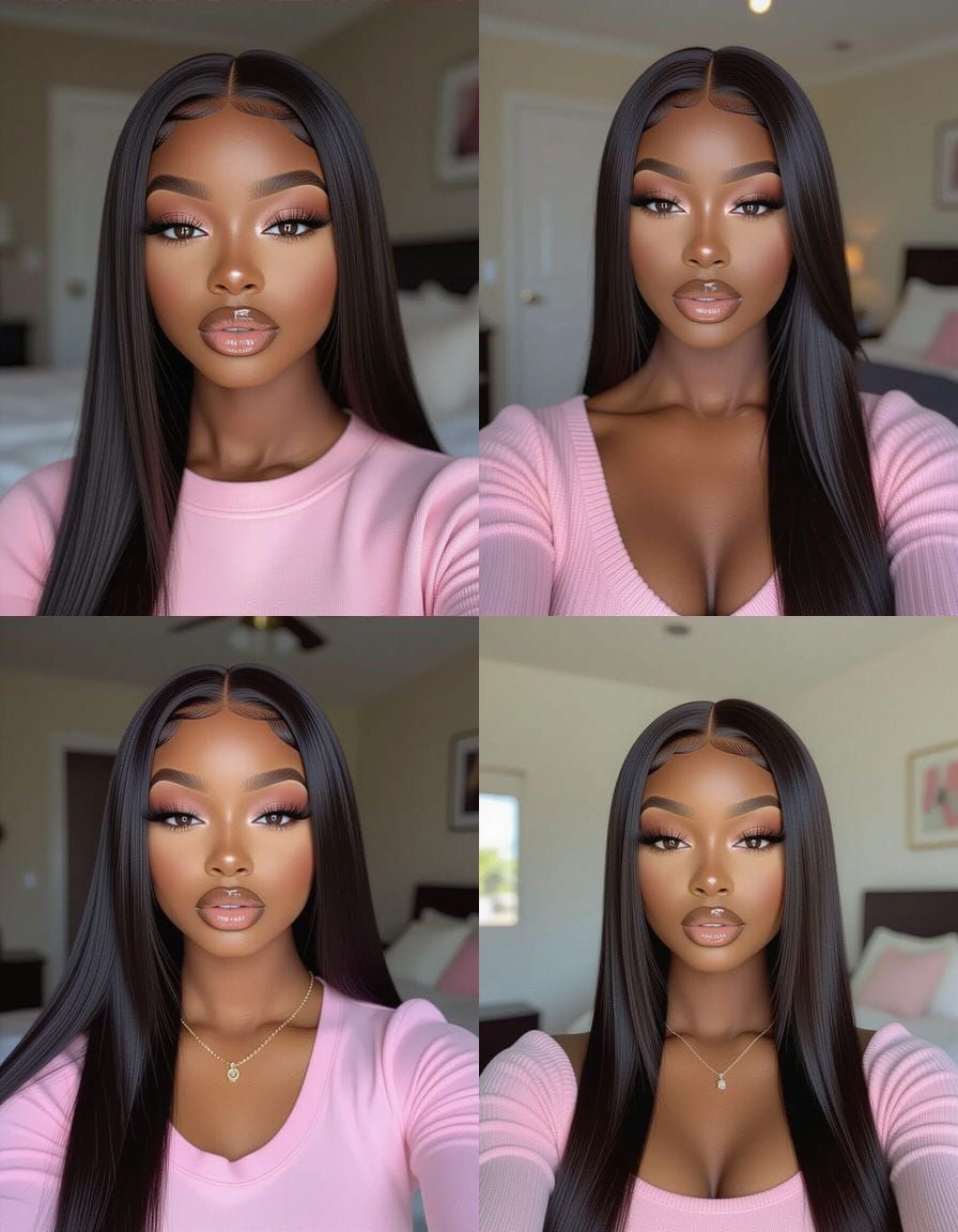 Gen Z Black Girl's Dark Bedroom Selfie